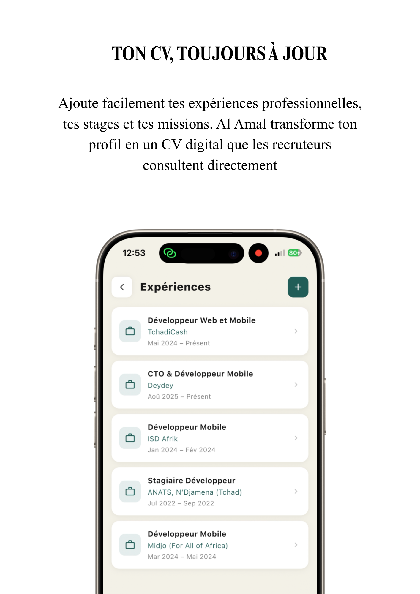 Fonctionnalité : Ton CV, toujours à jour
